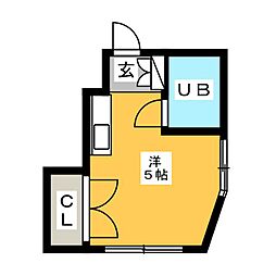 エンゼルハイム 2階ワンルームの間取り