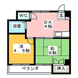 ＡＤＡＭＡＳ 9階2DKの間取り