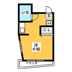 キンコーハイツI 3階ワンルームの間取り