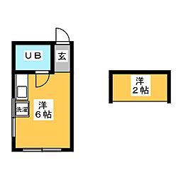 スカイコーポ 2階ワンルームの間取り