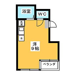 プレステージ島村 4階ワンルームの間取り