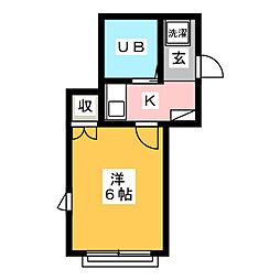 オレンジコーポ 1Kの間取図画像