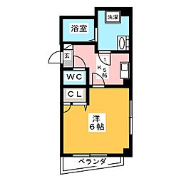 メゾン・あづみ 1Kの間取図画像