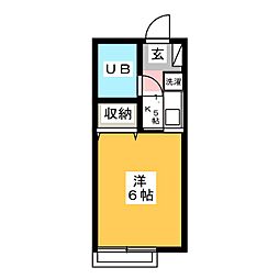 カーサ黒沼 1Kの間取図画像