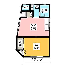 コーポアナミ 1DKの間取図画像