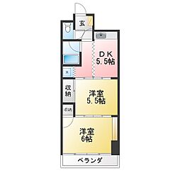 シンハイム東十条 2DKの間取図画像