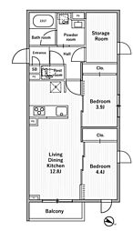 nidoMOTOHASUNUMA 2SLDKの間取図画像