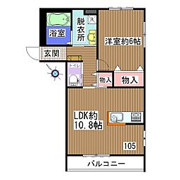 ココハイム松波2号館 1LDKの間取図画像