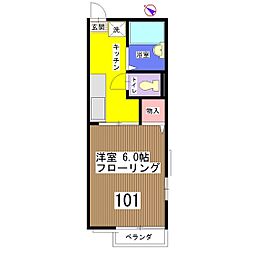 シティハイムクオーレ 1Kの間取図画像