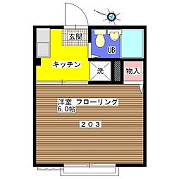 シティハイムミズホ 1Kの間取図画像