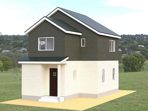 ［完成予想パース］No.2 深いグリーン×クリームカラーの組み合わせがオシャレなデザイン♪落ち着いた雰囲気を演出します。