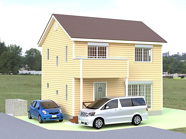 【No.1:外観パース】 最大3台のカースペース有り!来客時にも安心です♪