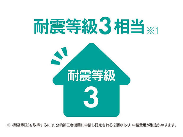 消防署・警察署など防災拠点と同等レベルの耐震基準に準じた、耐震等級3相当の安心構造です。