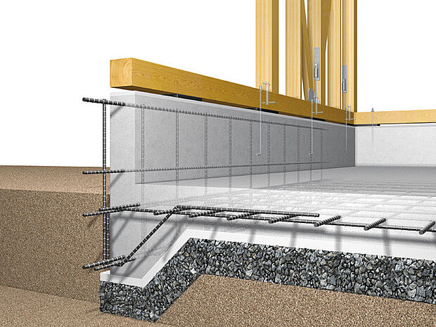 建物の全荷重を均等に分散し、建物全体を強固に支えます。耐震効果を更に増すため基礎幅をアップ。耐震性・耐久性を考慮しました。