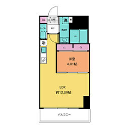 プレジオ西新井 13階1LDKの間取り