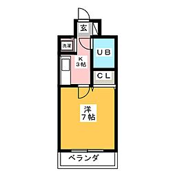 アドニス 3階1Kの間取り