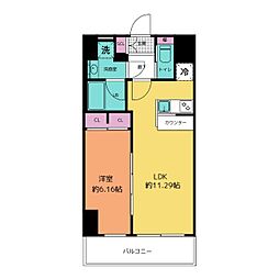 プレジオ西新井 14階1LDKの間取り