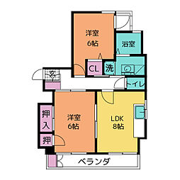 ラフィーヌ梅田 7階2LDKの間取り