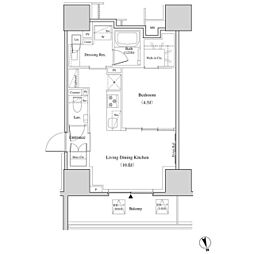ザ・パークハビオ北千住 5階1LDKの間取り