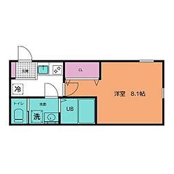 レピュア北千住レジデンスIII 2階1Kの間取り