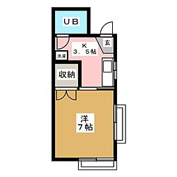 平野ハイツ1 1Kの間取図画像