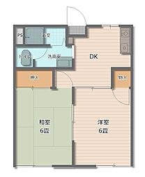 ボヌール 2DKの間取図画像