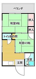鈴木コーポ 2Kの間取図画像