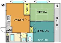 ファーストルネ 1階2DKの間取り