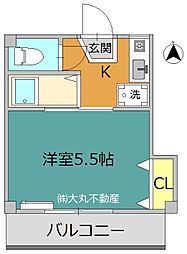 チェリーハイツ 1Kの間取図画像