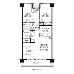 セラビーヌーベル 2階3LDKの間取り