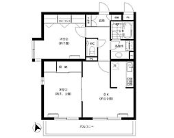 ローズガーデン池尻 1階2DKの間取り