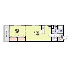 フォレストメゾン弦巻 2階1LDKの間取り