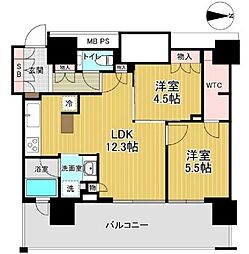 ザ・パークハウス中野タワー 9階2LDKの間取り