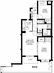 小田急小田原線 下北沢駅 徒歩7分の賃貸マンション 1階2LDKの間取り