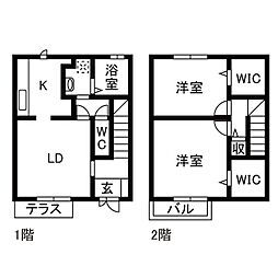 チリエージアA棟 2LDKの間取り