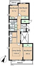 リュゼ経堂 3階3LDKの間取り