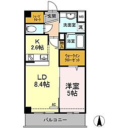 イーストングレイス 2階1LDKの間取り