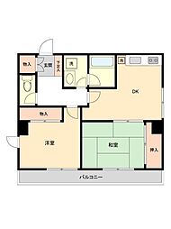 ミール千歳烏山 5階2DKの間取り