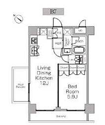 プラウドフラット三軒茶屋II 3階1LDKの間取り