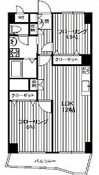 マンション中野ソレイユ 7階2LDKの間取り