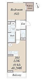 Nest下北沢 3階1LDKの間取り