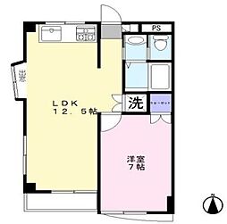 ラ・ベルセゾン 1階1LDKの間取り