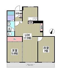 柿の木坂ヴォーンIIIA棟 3階2LDKの間取り