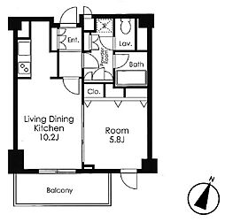 プライムアーバン用賀 3階1LDKの間取り