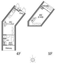 COMS UEHARA 4階1LDKの間取り