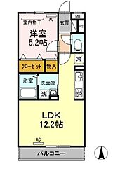 コルノリザイア 1LDKの間取図画像
