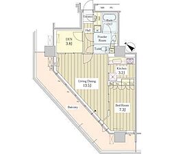 ユニゾンタワー東中野 1LDKの間取図画像