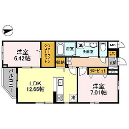 GRANDEUR大岡山 2LDKの間取図画像
