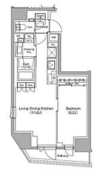 ザ・パークハビオ中野新橋 1LDKの間取図画像