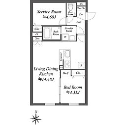 SOLASIA residence世田谷代田 1SLDKの間取図画像